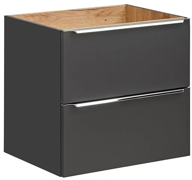 Podwieszana szafka łazienkowa z umywalką - Lunios 4S Czarny mat 80 cm