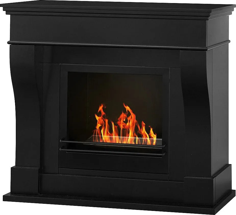 Kominek bioetanolowy WASHINGTON, stojący biokominek, czarny, dł. 111 x gł. 43 x wys. 99 cm