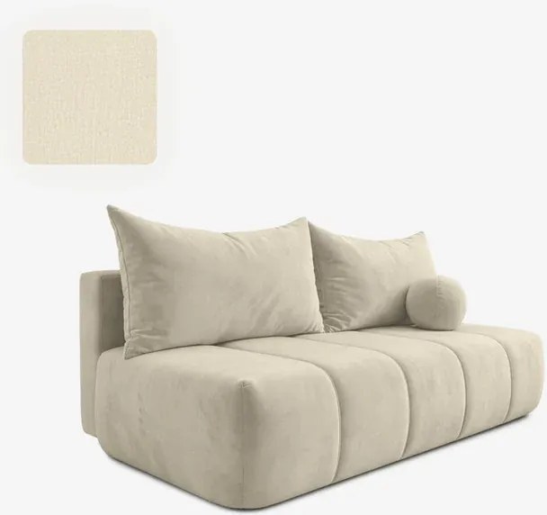 Sofa z Funkcją Spania SARIA Kremowa Welurowa Nowoczesna