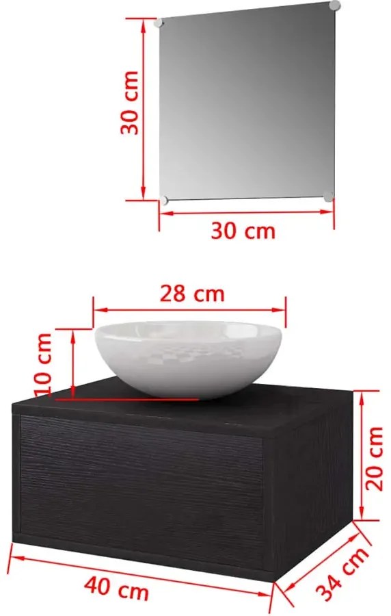 3-częściowy zestaw mebli łazienkowych z umywalką - Nyos 5X