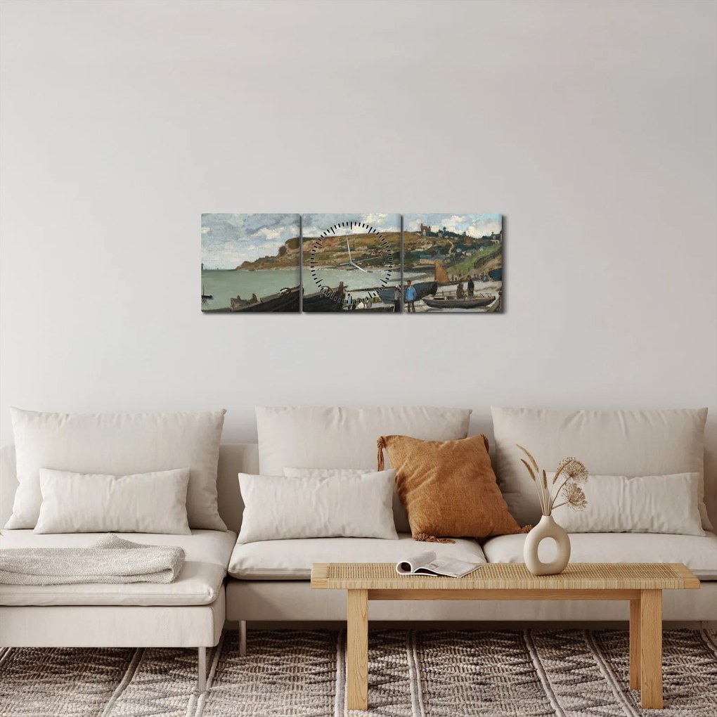 Obraz - Claude Monet, Sainte Adresse, reprodukcje (z zegarem) (90x30 cm)