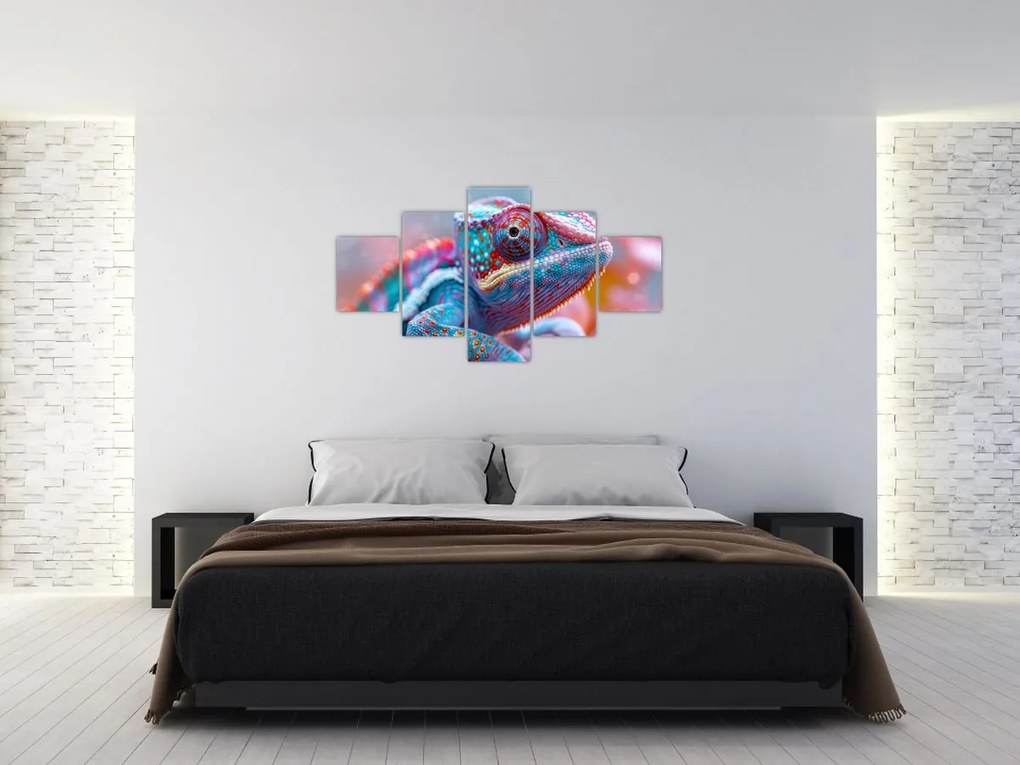Obraz - Kolorowy kameleon (125x70 cm)