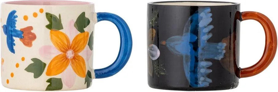 Czarne/beżowe kubki zestaw 2 szt. ceramiczne 300 ml Maricala – Bloomingville