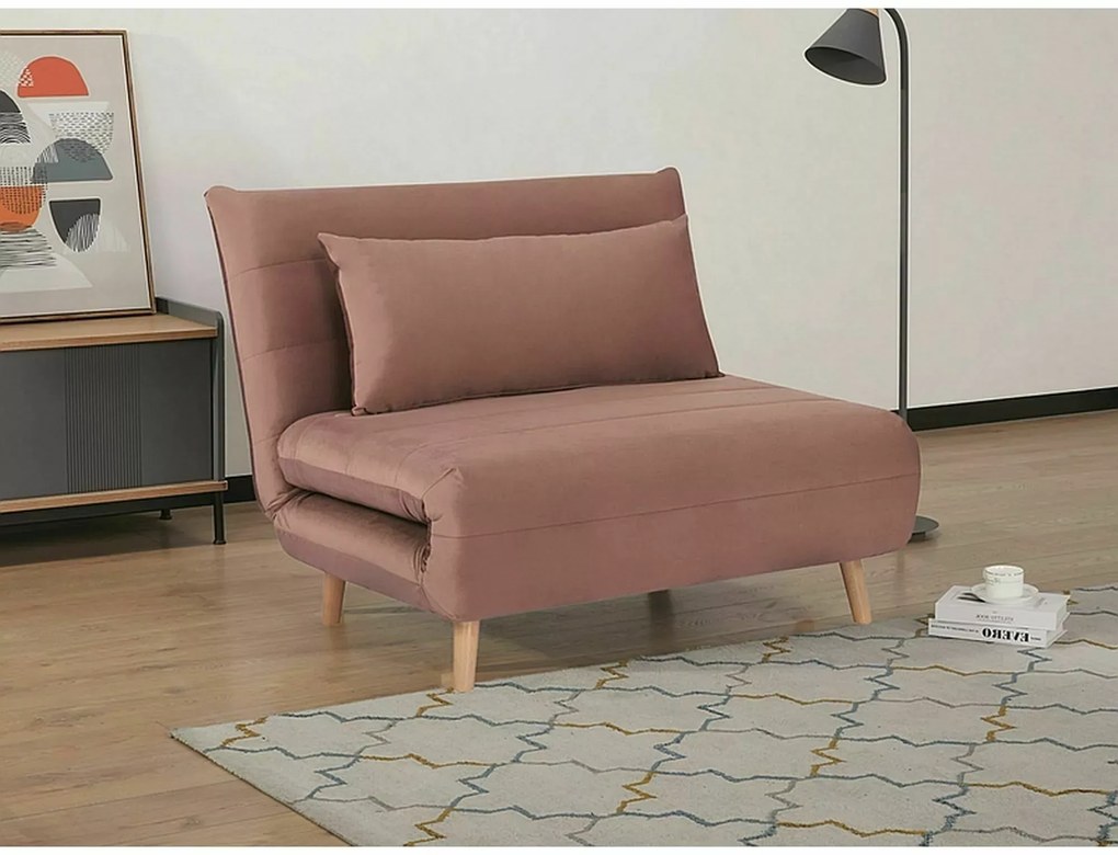 Różowy rozkładany fotel SPIKE VELVET