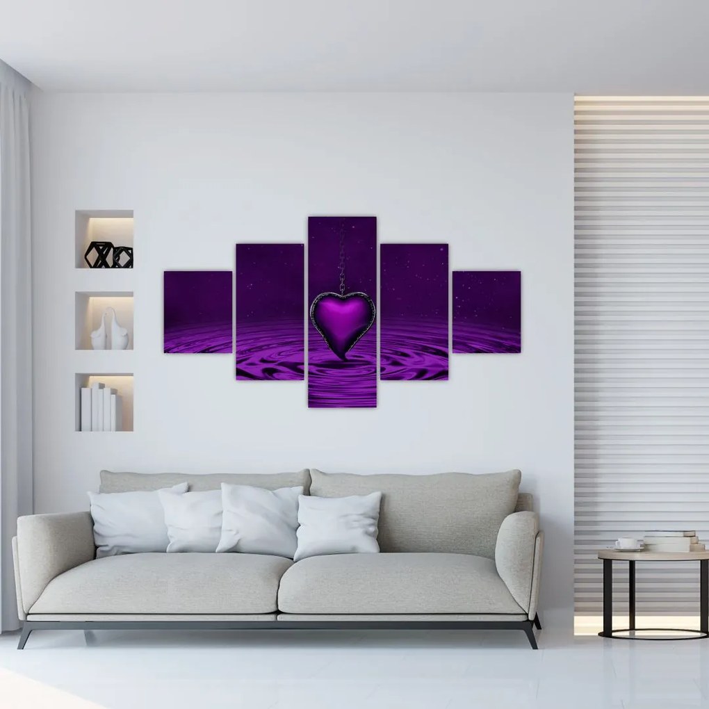 Obraz fioletowego serca (125x70 cm)