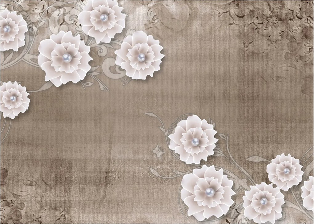 Obraz na szkle - Draperie z kwiatami (70x50 cm)