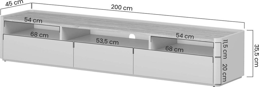 Szafka RTV Elivo 200 cm - eukaliptus / dąb baltic dune