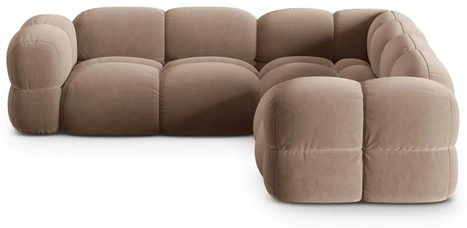 Brązowy aksamitny narożnik Loretto – Cosmopolitan Design