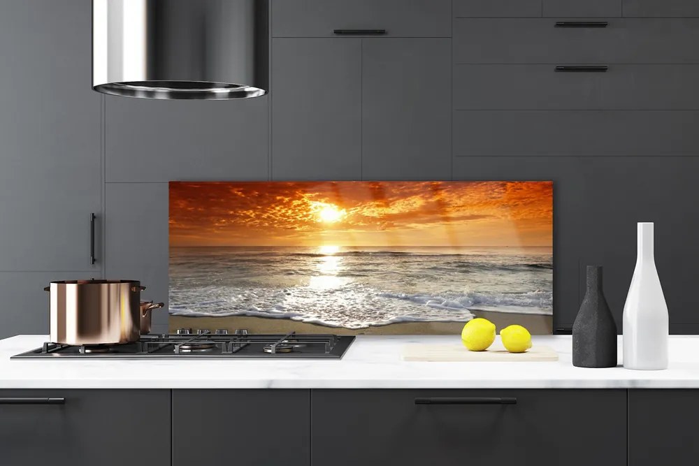 Panel Szklany do Kuchni Zachód Słońca nad Horyzontem