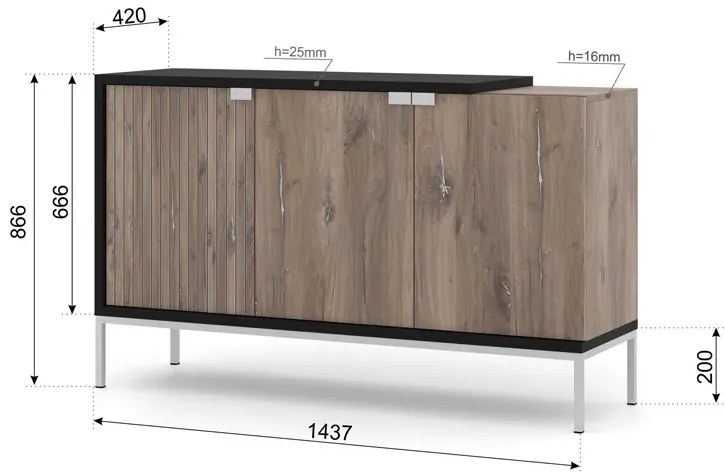 Nowoczesna komoda trzydrzwiowa G2-M57