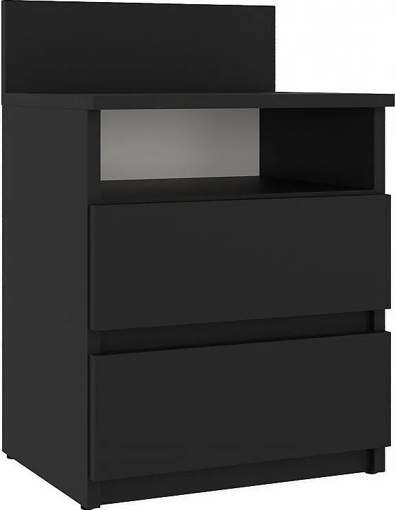Szafka Nocna Malwa M1 | Czarna | 40x32x59 cm | Minimalizm, 2 Szuflady