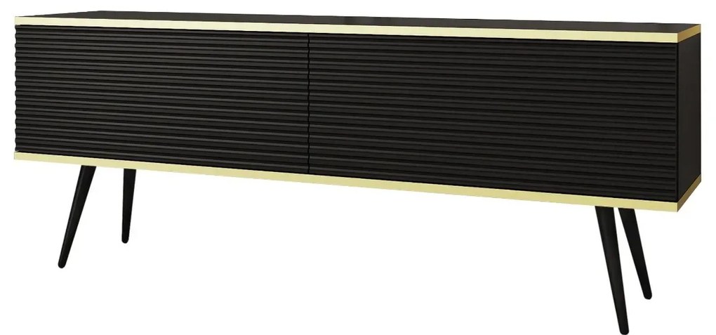 Szafka RTV KARL 3D 135cm wisząca/stojąca czarny mat PIASKI Meble