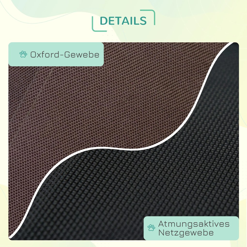 PawHut Łóżko dla Zwierząt z Baldachimem, Składane, Legowisko dla Psów, Outdoor, Materiał Siatkowy, Brąz + Czarny