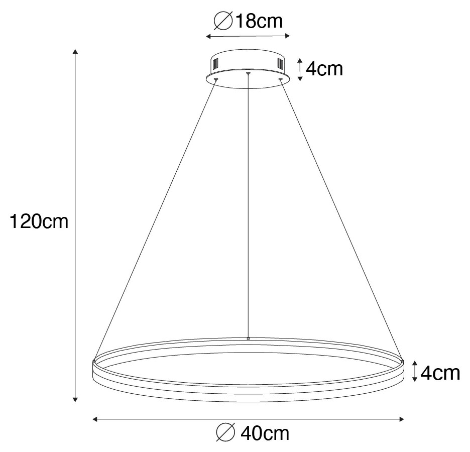 Designerska lampa wisząca brąz 40 cm z 3-stopniową regulacją ściemniania LED - Anello Nowoczesny Oswietlenie wewnetrzne