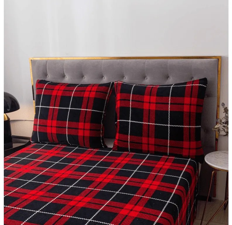 PrzytulneMieszkanie.pl PrzytulneMieszkanie.pl Pościel z mikropluszu ALBURY czerwona Rozmiar pościeli: 2 szt 70 x 90 cm | 200 x 220 cm