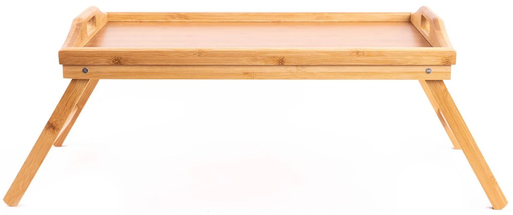 Stolik śniadaniowy, bambusowa taca z nóżkami, 50x30 cm