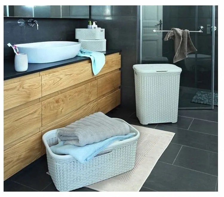 Jasnoszary kosz na pranie Curver Hamper, 60 l