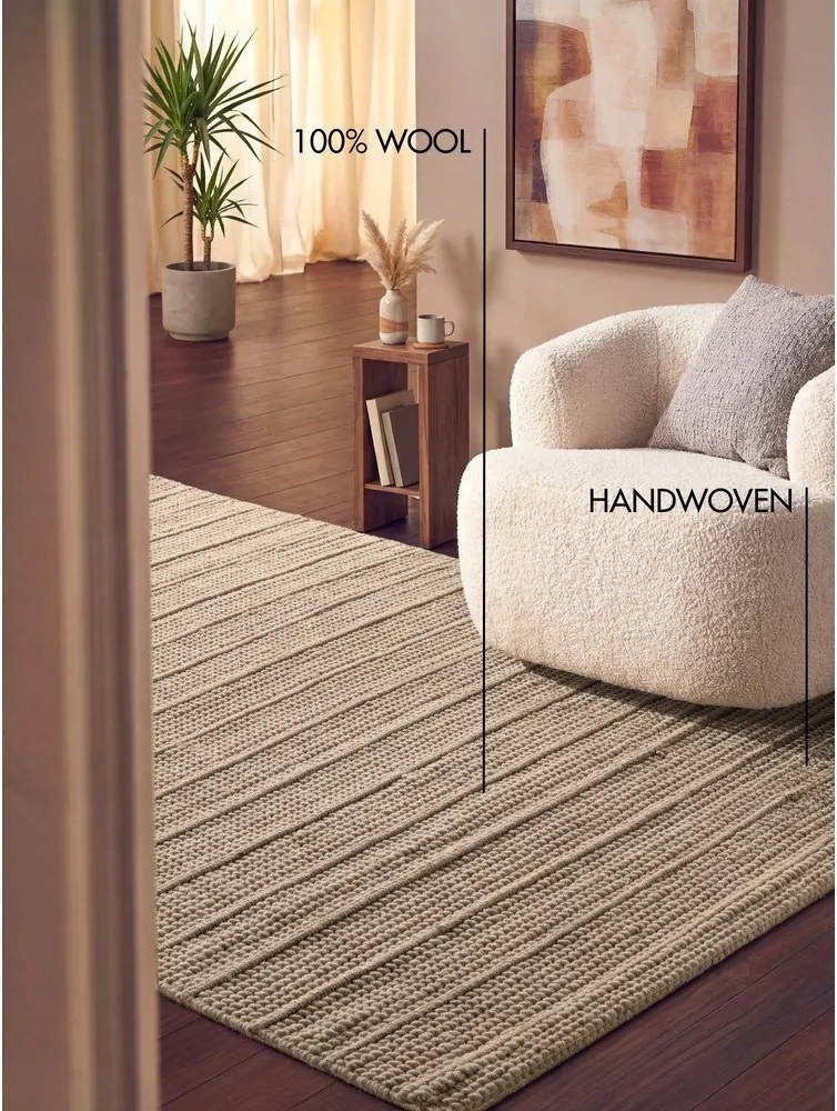 Beżowy wełniany dywan tkany ręcznie 80x150 cm Camden Parker – Ted Baker