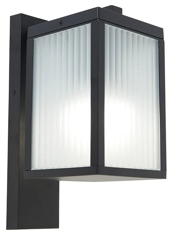 Zewnetrzna Inteligentny Kinkiet / Lampa scienna zewnętrzny czarny z żebrowanym szkłem z WiFi A60 - Charlois Nowoczesny Oswietlenie zewnetrzne