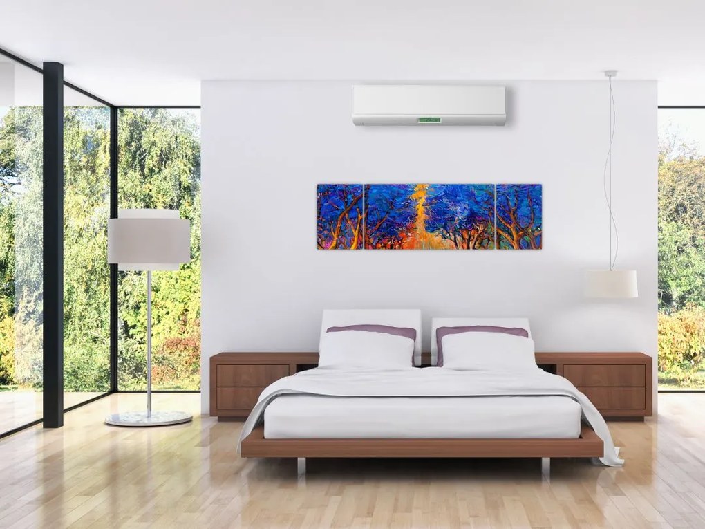 Obraz - Jesienne korony drzew, nowoczesny impresjonizm (170x50 cm)