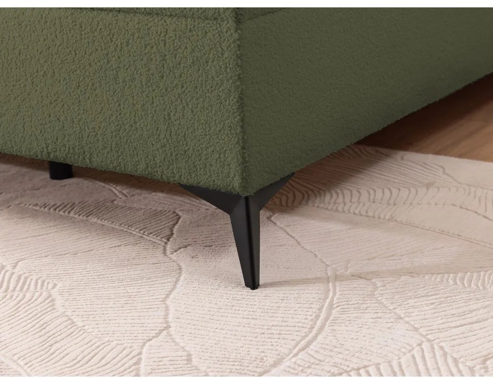 Zielone łóżko kontynentalne ze schowkiem 180x200 cm Ornes – Ropez