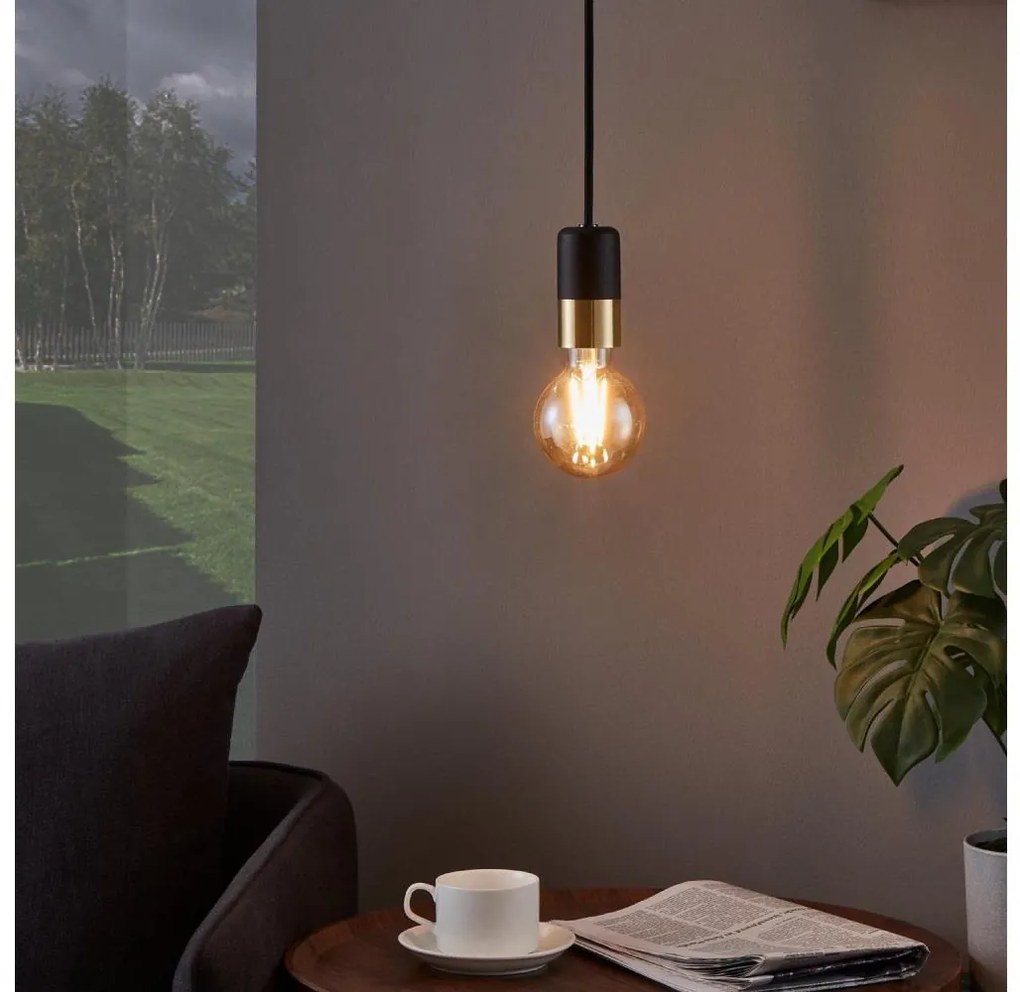 Eglo 31075 - Lampa CALARI 1xE27/40W/230V czarno-złota na lince