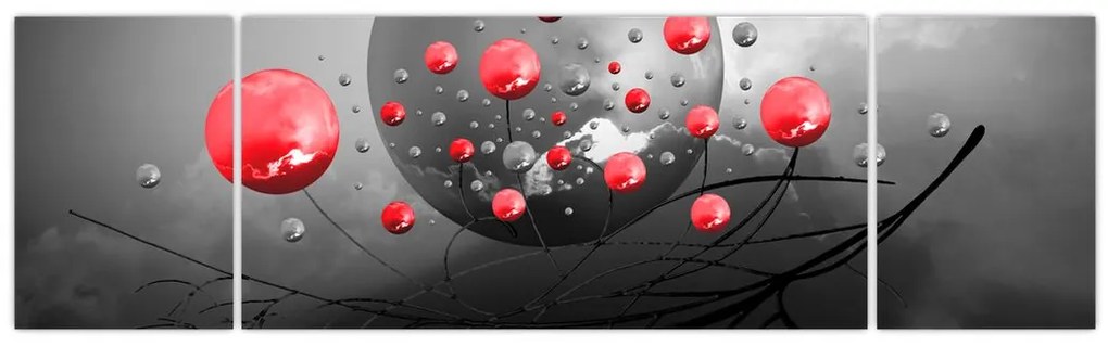 Obraz czerwonych abstrakcyjnych kul (170x50 cm)