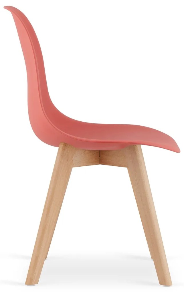 Koralowe krzesło KITO z bukowymi nogami