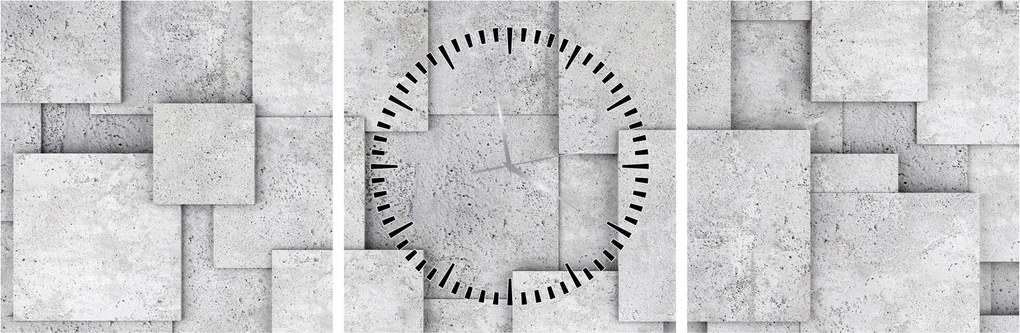 Obraz - Abstrakcja płytek betonowych (z zegarem) (90x30 cm)
