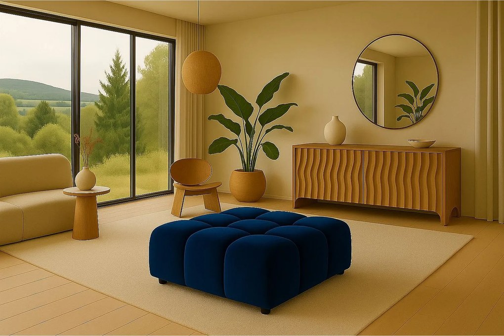 Pufa, pufa modułowa Bolla, tkanina Bluvel, Atramentowy