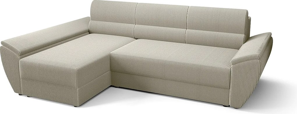 BEDANTE Narożnik L REBI L3 Poso 100 Lewostronny z funkcją spania, beżowy, kształt L, sofa z pojemnikiem, skrzynia na pościel