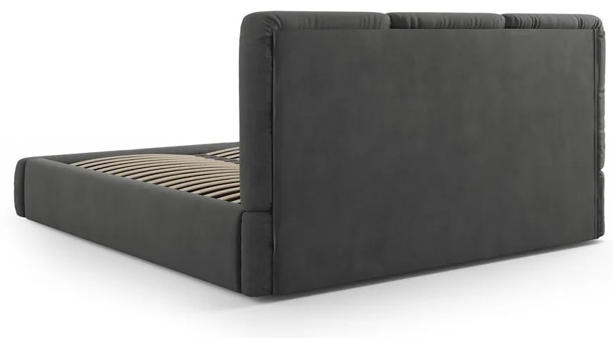Szare tapicerowane łóżko dwuosobowe ze schowkiem i stelażem 200x200 cm Brody – Mazzini Beds