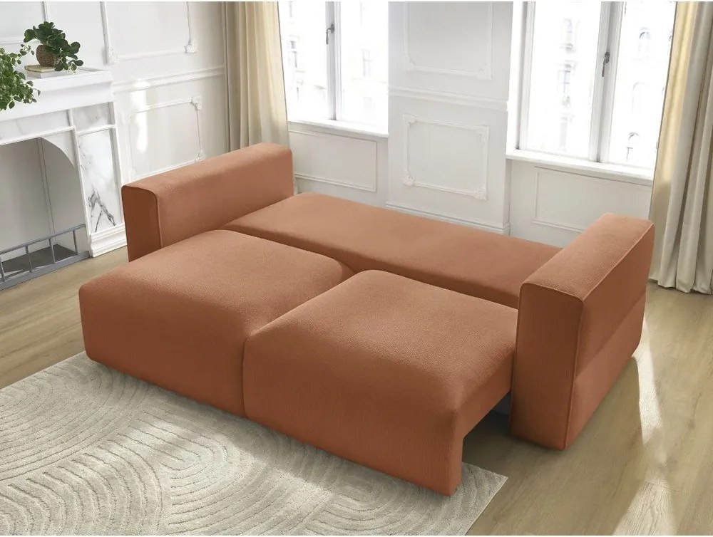 Pomarańczowa rozkładana/ze schowkiem sofa 265 cm Ezechiel – Bobochic Paris