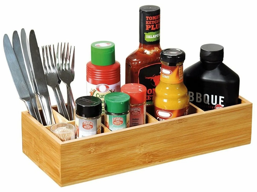 Kesper 70855 Uniwersalny organizer bambusowy, 36 x15 x 7,5 cm