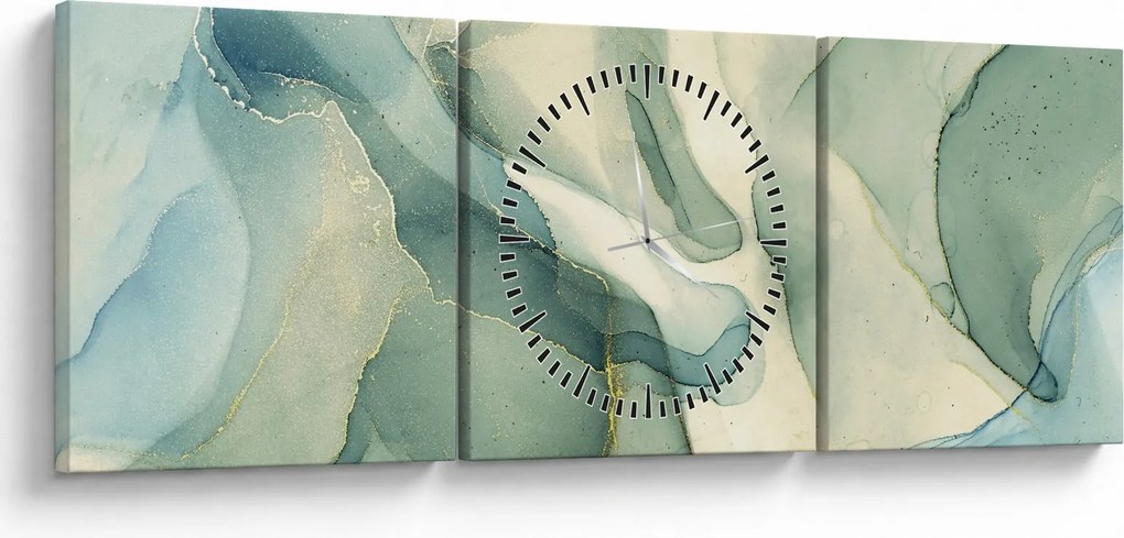 Obraz - Atramentowa abstracja (z zegarem) (90x30 cm)