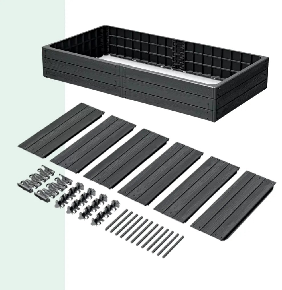 Podwyższona grządka WOODY 149x75,6x25cm, antracytowa Prosperplast