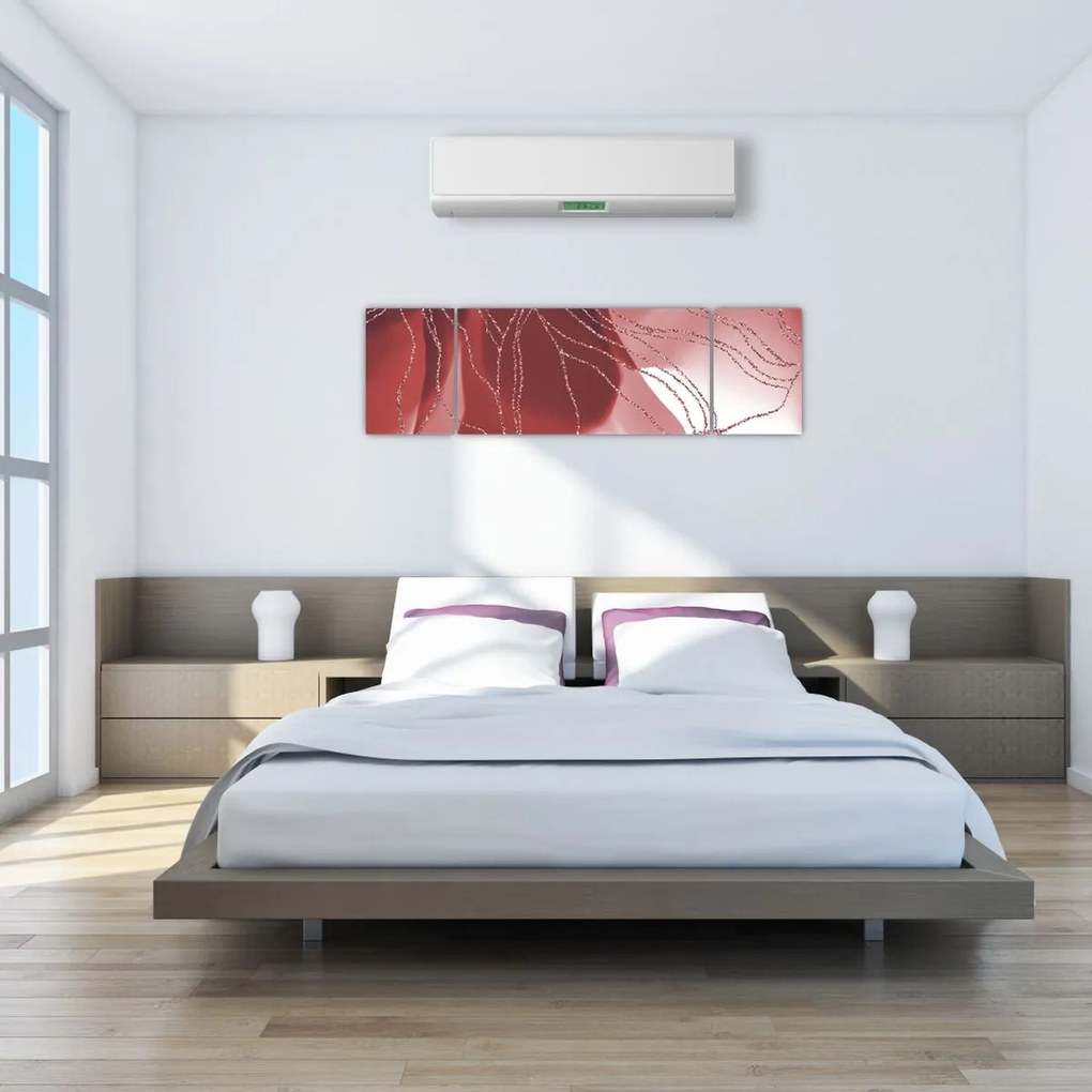 Obraz - Czerwony abstrakcyjny kwiat N⁰1 (170x50 cm)