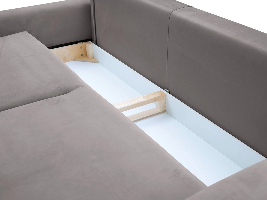 Masseno Sofa FILO z funkcją spania i pojemnikiem na pościel, Rozkładana sofa - Szary, VELLUTO 16