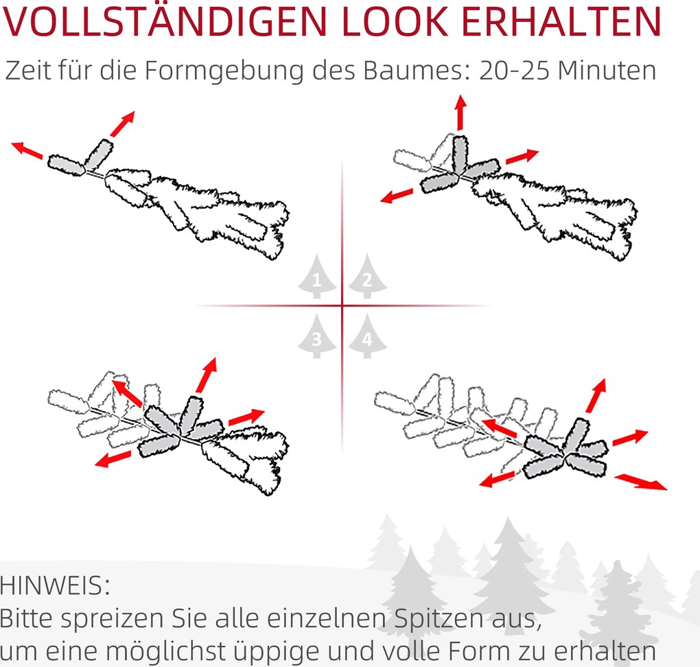 HOMCOM Sztuczna Choinka świąteczna, śnieżna, wąski design, ognioodporna, 180 cm, Zielony/Biały | Aosom PL