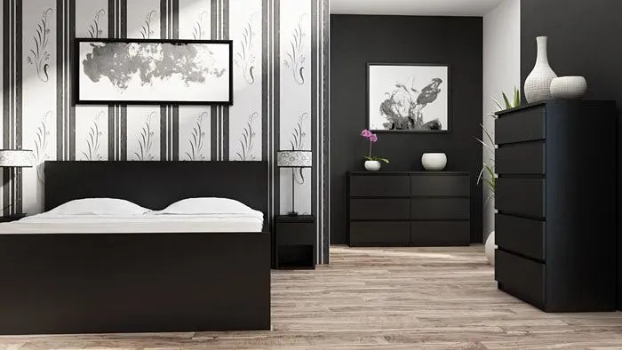 Czarna komoda z szufladami 120 cm C9-R74
