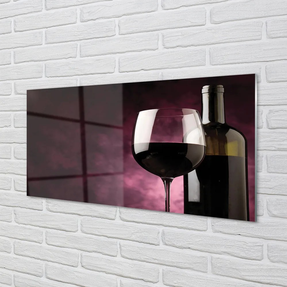 Szklany Panel Butelka i Kieliszek Wina