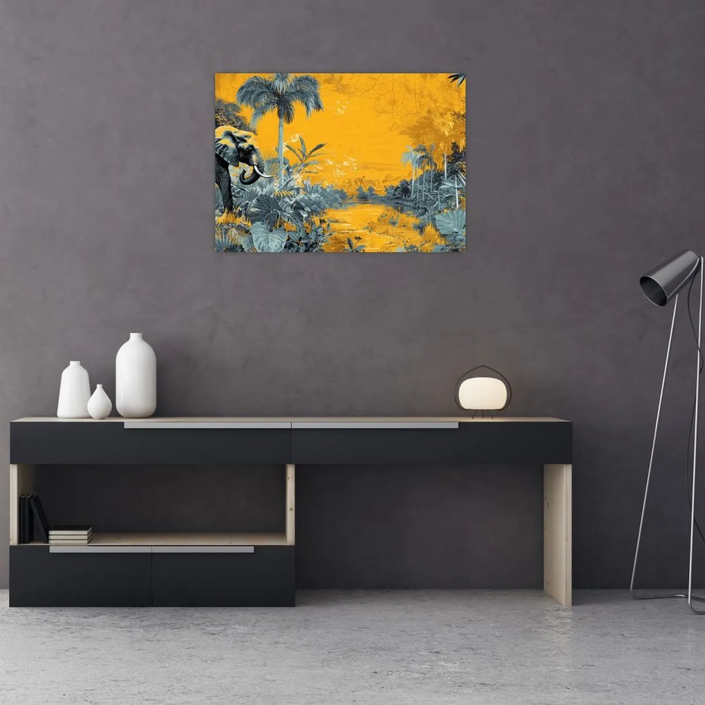Obraz na szkle - Słoń w naturze (70x50 cm)