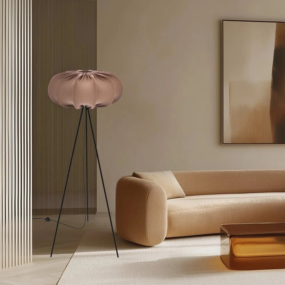 Brązowa lampa stojąca z tekstylnym kloszem (wysokość 147 cm) Cafee – Candellux Lighting