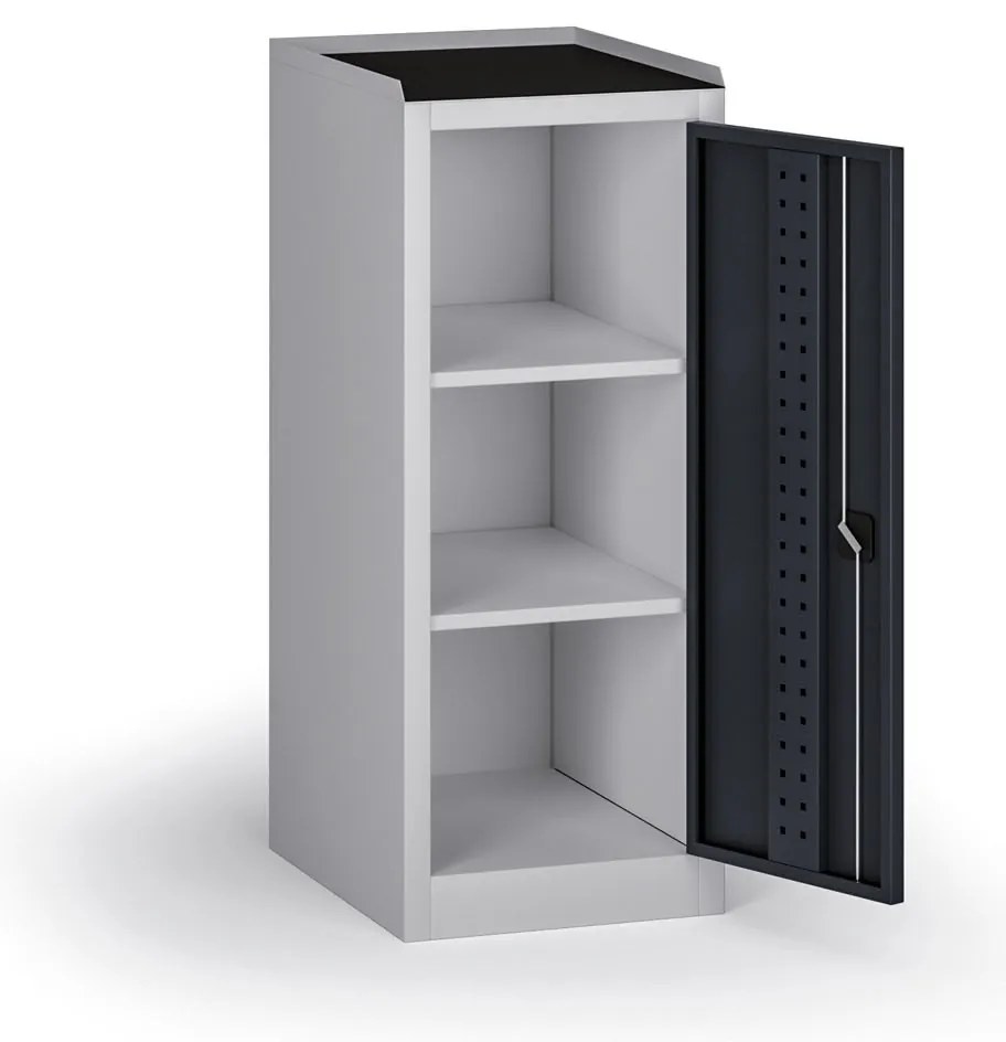 Szafa warsztatowa na narzędzia niska KOVOS, 2 półki, 600 x 505 x 1180 mm, grafitowy