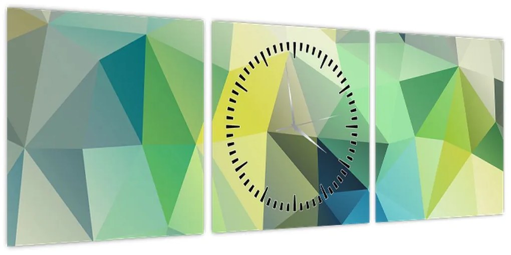 Obraz abstrakcji geometrycznej (z zegarem) (90x30 cm)