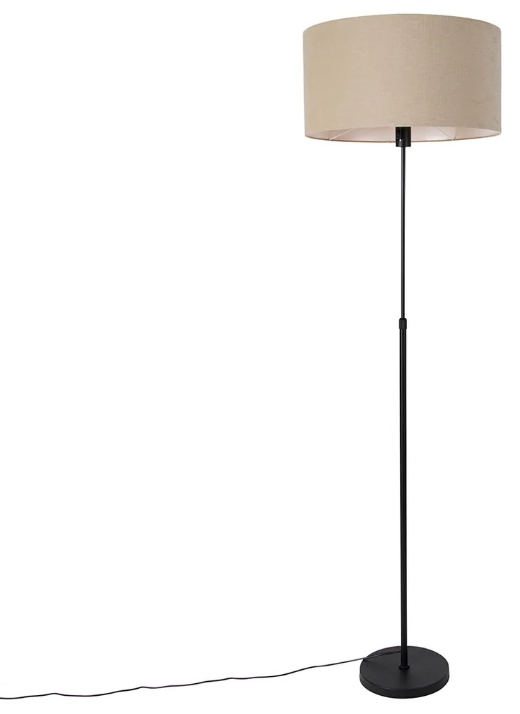Lampa podłogowa czarna regulowana z abażurem w kolorze jasnobrązowym 50 cm - Parte