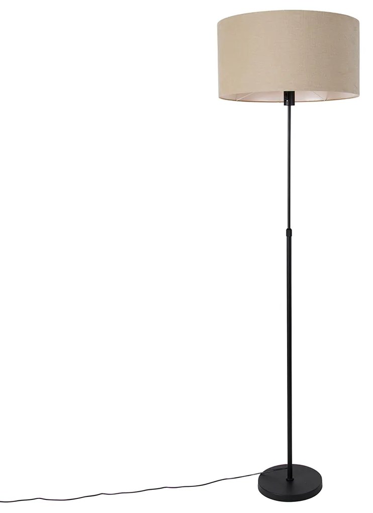 Lampa podłogowa czarna regulowana z kloszem jasnobrązowym 50 cm - ParteDesignerski Oswietlenie wewnetrzne