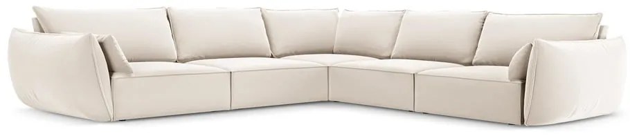 Beżowy aksamitny narożnik Vanda – Mazzini Sofas
