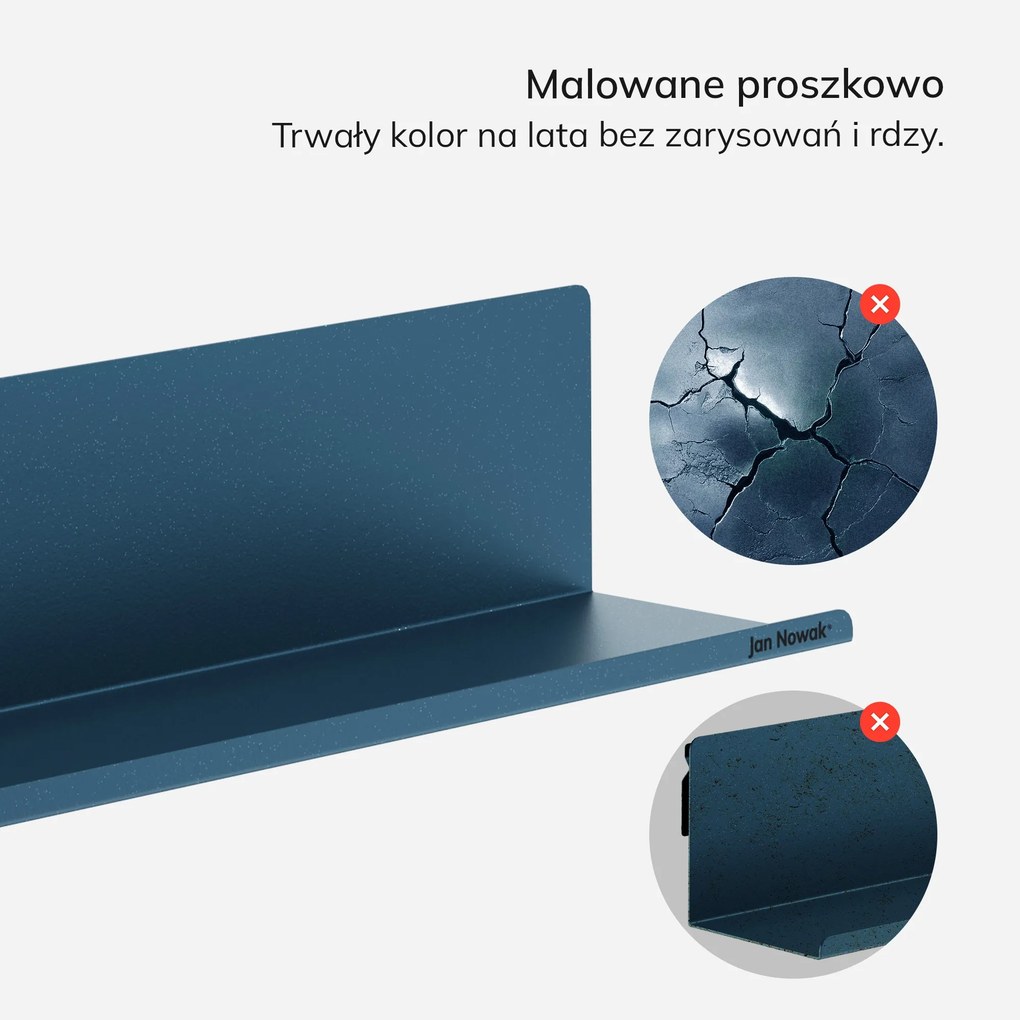 Półka wisząca metalowa granatowa, 400 mm: JOANNE Modern