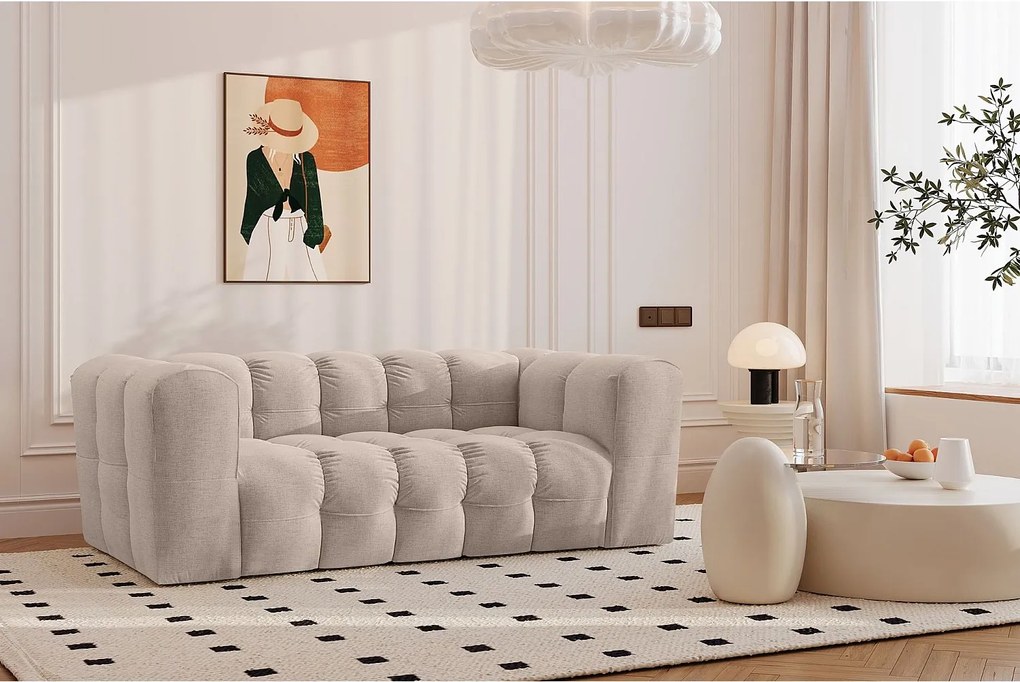 Sofa dwuosobowa BALOO, tkanina szenilowa, Beżowy